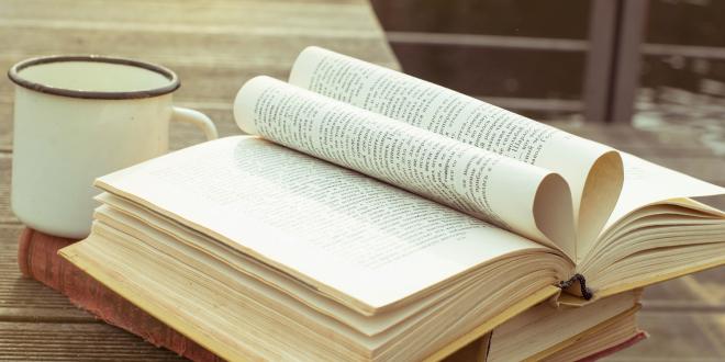 An open book on a table